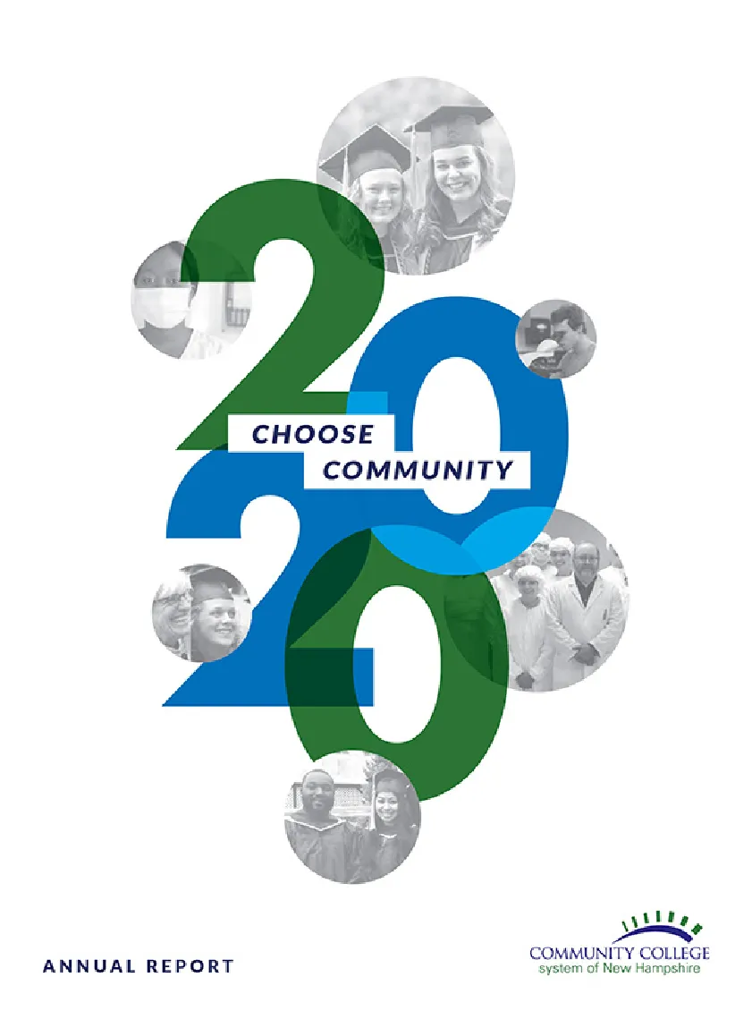 2020 in green and blue with student photos; Choose Community text; Community College System of NH logo.